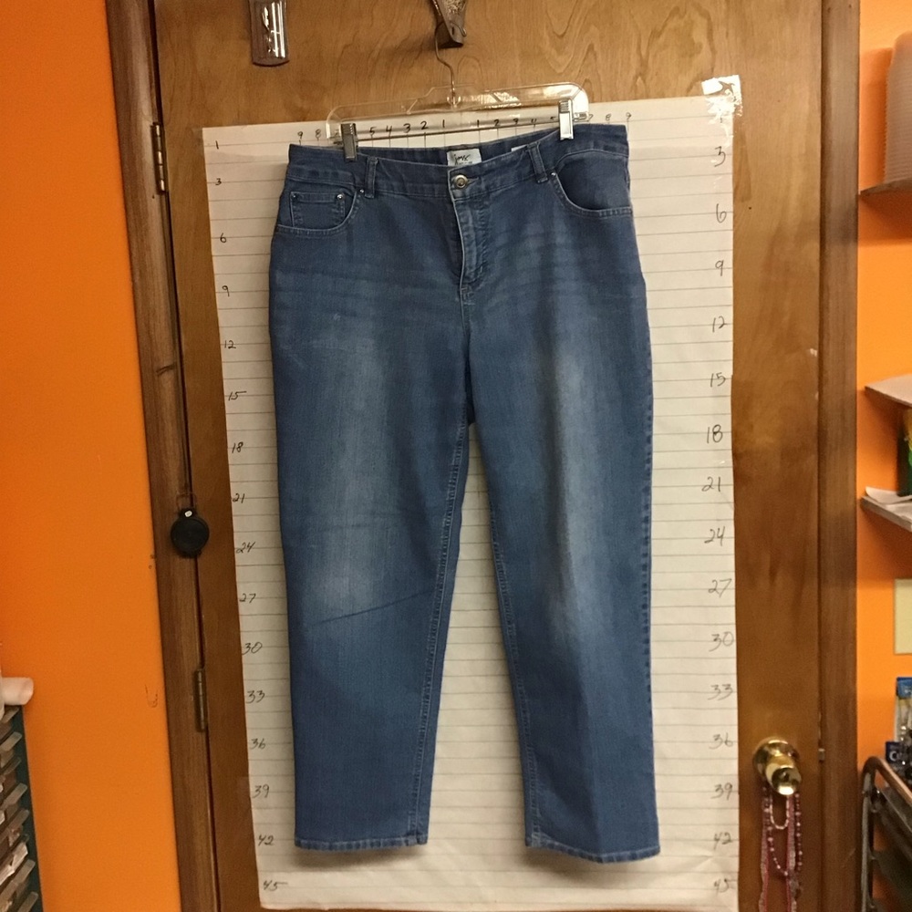 JMS - HANES women’s 5 pocket jeans, plus size jeans, classic fit, 18WS, blue